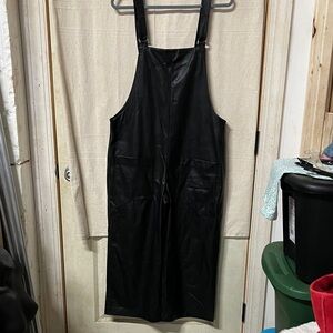 Zara Black Faux Leather overalls